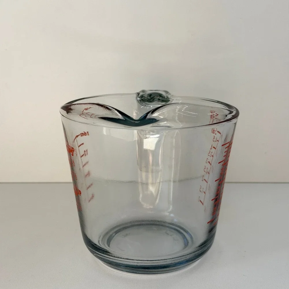Vintage 2 Cup Measuring‎ Cup 16oz Clear Glass Kitchenware Red Markings USA